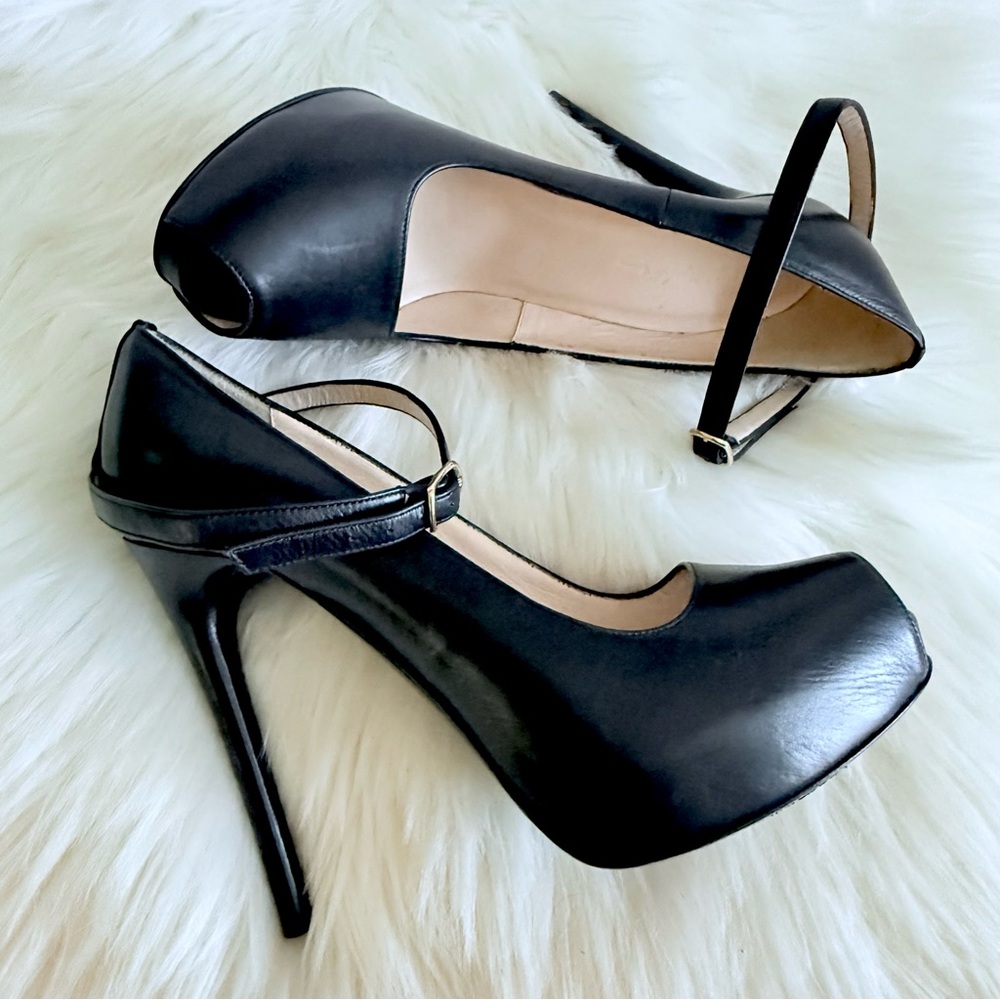 3.1 Phillip Lim Black Peep-Toe Heels - Picture 2 of 11